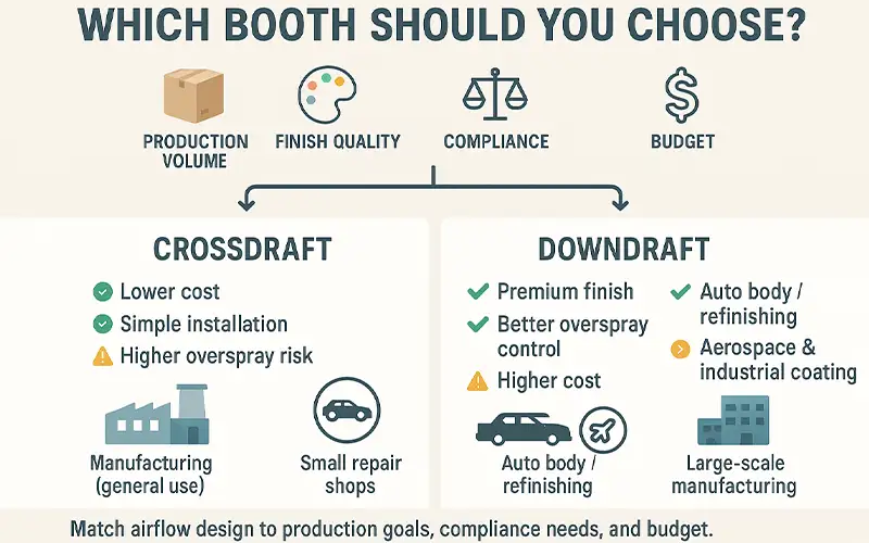 Crossdraft vs Downdraft: Guida al Flusso d'Aria nelle Cabine di Verniciatura