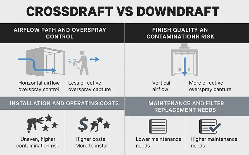 Crossdraft vs Downdraft: Guida al Flusso d'Aria nelle Cabine di Verniciatura