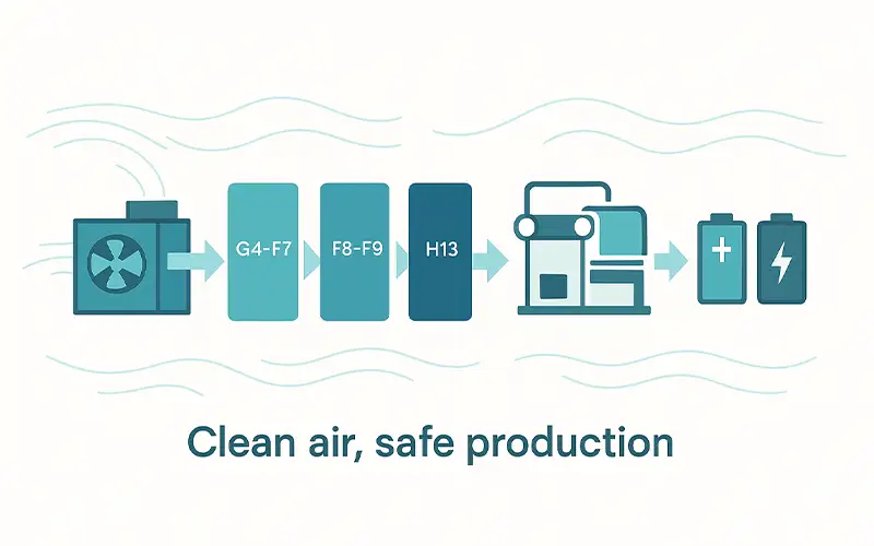 Filtrazione dell'Aria per la Sicurezza nella Produzione di Batterie al Litio