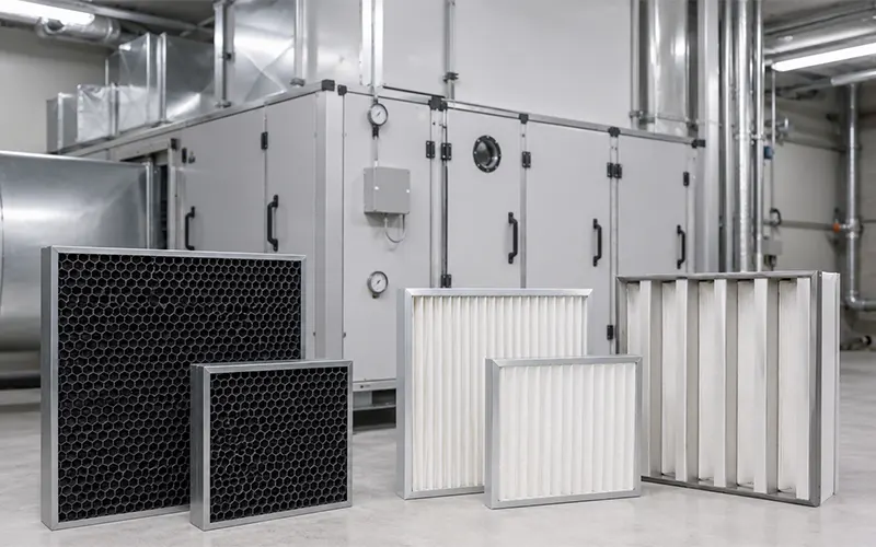 Filtri a carbone attivo e filtri rigidi per sistemi HVAC industriali