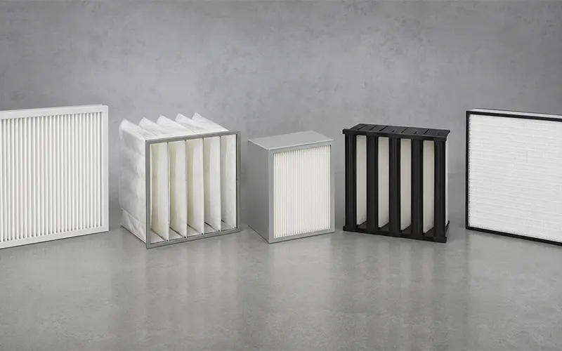 Diversi filtri dell’aria su misura, inclusi filtri a pannello, filtri a tasche e filtri compatti per sistemi HVAC e applicazioni industriali