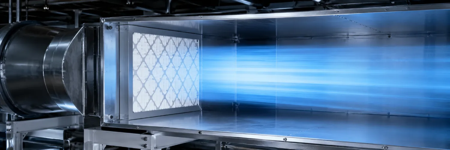 Filtro dell’aria su misura installato in un sistema HVAC industriale